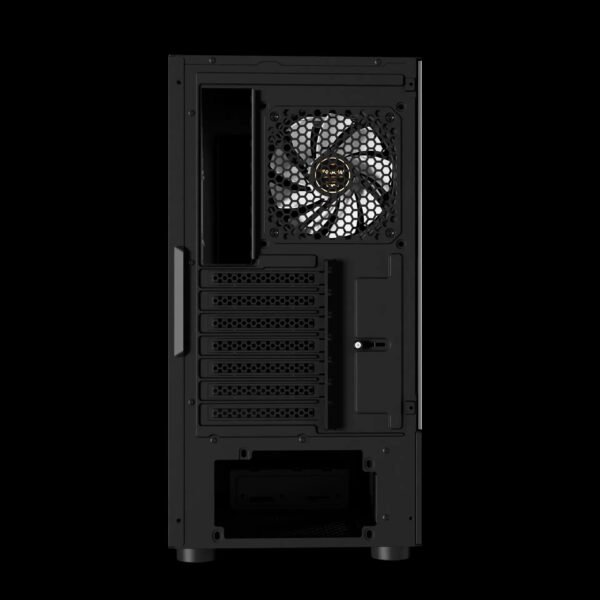 GAMDIAS Atlas E2 CG  Mid Tower PC Case With Curved Tempered Glass, Real-Time Display, 3 ARGB Fans, GPU Support Up To 340mm, And Perforated Airflow Ventilation | BLACK