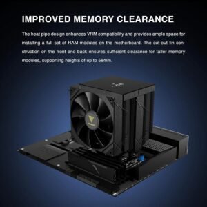 GAMDIAS Boreas P2-62D Dual Tower Air Cooler With Digital Monitor, 6 Copper Heat Pipes, Dual 120mm PWM Fans, 160mm Clearance, ZEUS CAST, LGA1851 & AM5 Support | BLACK