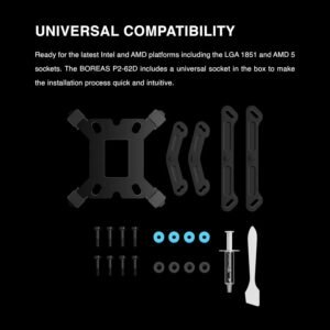 GAMDIAS Boreas P2-62D Dual Tower Air Cooler With Digital Monitor, 6 Copper Heat Pipes, Dual 120mm PWM Fans, 160mm Clearance, ZEUS CAST, LGA1851 & AM5 Support | BLACK
