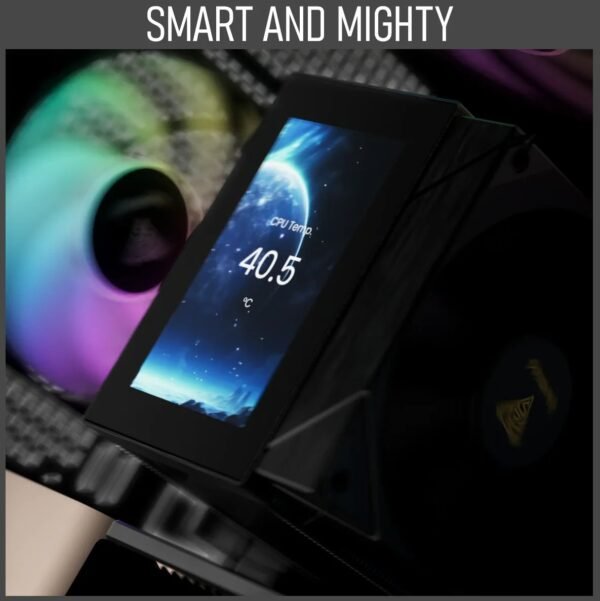 GAMDIAS BOREAS M2-61L Air Cooler With 4.3″ IPS LCD Display, 6 Heatpipes, 80.83 CFM PWM Fan, Copper Base, 160mm Height, Zeus Cast Software, LGA 1851 & AM5 Compatible | BLACK