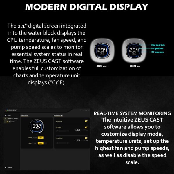 Gamdias Aura GL240 Digital WH Liquid Cooler With 2.1-Inch Real-Time Display, Dual 120mm PWM ARGB Fans, Upgraded Copper Base, 73.7 CFM Airflow, LGA 1851 And AM5 Support | WHITE