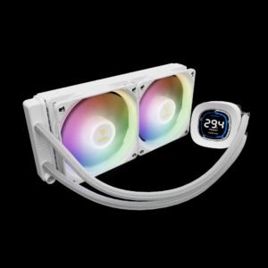 Gamdias Aura GL240 Digital WH Liquid Cooler With 2.1-Inch Real-Time Display, Dual 120mm PWM ARGB Fans, Upgraded Copper Base, 73.7 CFM Airflow, LGA 1851 And AM5 Support | WHITE