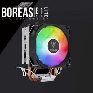 GAMDIAS BOREAS E1-210 LITE  CPU  Air Cooler , High Airflow 92mm Fan , 2 Copper Direct Contact Heat Pipes ,LED Illumination , Hydraulic Bearing , Mounting Kits (LGA 1700 / AM5)
