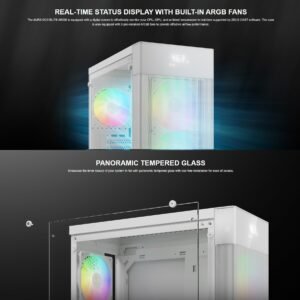 2025/12/1000375842.jpg GAMDIAS AURA GC5 Elite ARGB Mid-Tower – Mesh Front, Digital Display, 3x ARGB Fans, Panoramic Glass, 360mm Radiator Support, Tool-Free Install, ATX/M-ATX/ITX Compatible | WHITE
