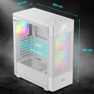 2025/12/1000375844.jpg GAMDIAS AURA GC5 Elite ARGB Mid-Tower – Mesh Front, Digital Display, 3x ARGB Fans, Panoramic Glass, 360mm Radiator Support, Tool-Free Install, ATX/M-ATX/ITX Compatible | WHITE