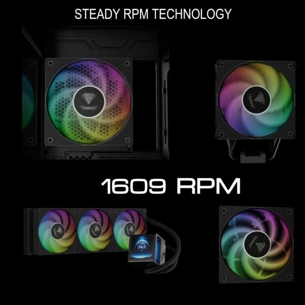 GAMDIAS NOTUS M1-1203 120mm ARGB PWM Fan 3-Pack With 57.56 CFM Airflow, Reverse Fan Blades, Closed-Loop Tech, MB Sync, Anti-Vibration Pads & Silent 25dBA Operation | 3 BLACK FANS