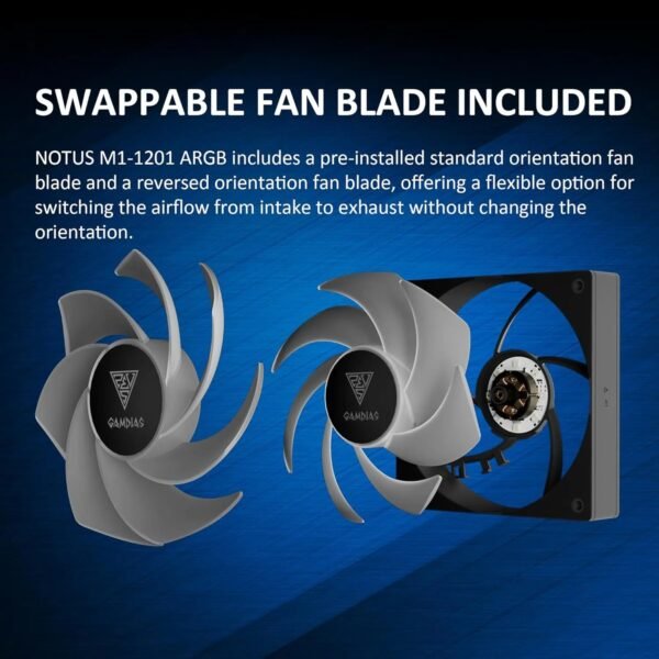 GAMDIAS NOTUS M1-1203 120mm ARGB PWM Fan 3-Pack With 57.56 CFM Airflow, Reverse Fan Blades, Closed-Loop Tech, MB Sync, Anti-Vibration Pads & Silent 25dBA Operation | 3 BLACK FANS
