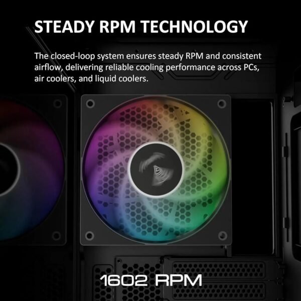 GAMDIAS NOTUS M1-1203 120mm ARGB PWM Fan 3-Pack With 57.56 CFM Airflow, Reverse Fan Blades, Closed-Loop Tech, MB Sync, Anti-Vibration Pads & Silent 25dBA Operation | 3 BLACK FANS