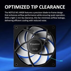 GAMDIAS NOTUS M1-1203 120mm ARGB PWM Fan 3-Pack With 57.56 CFM Airflow, Reverse Fan Blades, Closed-Loop Tech, MB Sync, Anti-Vibration Pads & Silent 25dBA Operation | 3 BLACK FANS