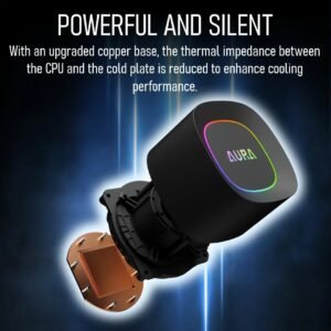 2025/12/1000375863.jpg GAMDIAS AURA GL360 LITE ARGB AIO Liquid CPU Cooler With 360mm Radiator, Copper Base, PWM Hydraulic Fans, Motherboard Sync, LGA 1851 & AM5 Support, Easy Universal Mounting | BLACK