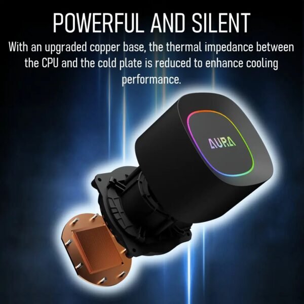 2025/12/1000375863.jpg GAMDIAS AURA GL360 LITE ARGB AIO Liquid CPU Cooler With 360mm Radiator, Copper Base, PWM Hydraulic Fans, Motherboard Sync, LGA 1851 & AM5 Support, Easy Universal Mounting | BLACK