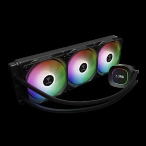 2025/12/1000375867.jpg GAMDIAS AURA GL360 LITE ARGB AIO Liquid CPU Cooler With 360mm Radiator, Copper Base, PWM Hydraulic Fans, Motherboard Sync, LGA 1851 & AM5 Support, Easy Universal Mounting | BLACK