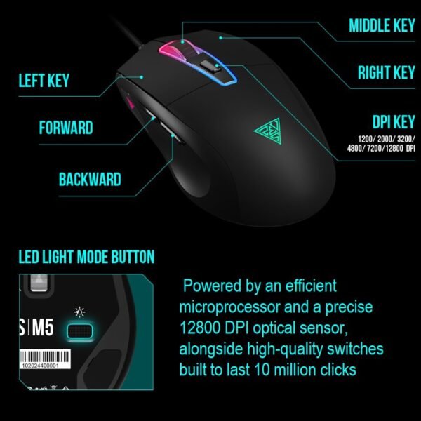 2025/12/1000375894.jpg GAMDIAS ZEUS M5 RGB Wired Gaming Mouse ; Adjustable up to 12800 DPI Advanced Gaming Optical Sensor ; Lightweight 99 gram ; 7 Smart Keys ; 10 million Clicks ; Software Support | BLACK