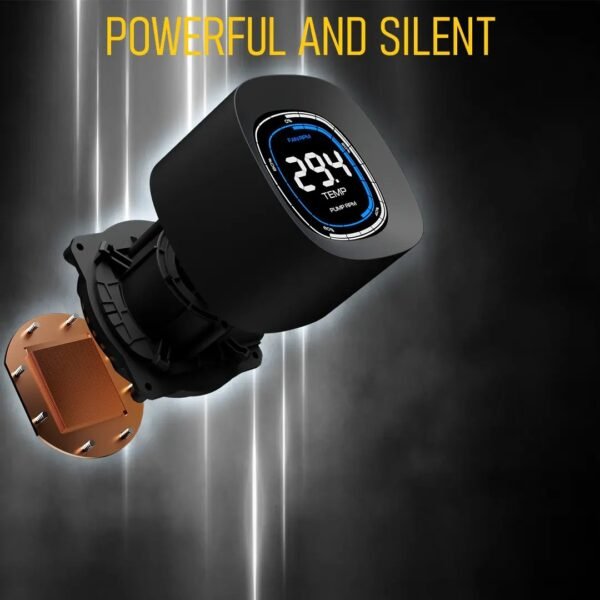 GAMDIAS AURA GL360 Digital Liquid Cooler With 2.1” Real-Time Display, ARGB PWM Fans, Copper Base, 73.7 CFM Airflow, 396mm Radiator, AM5 & LGA 1851 Support, Zeus Cast Software | BLACK