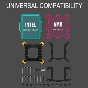 GAMDIAS AURA GL360 Digital Liquid Cooler With 2.1” Real-Time Display, ARGB PWM Fans, Copper Base, 73.7 CFM Airflow, 396mm Radiator, AM5 & LGA 1851 Support, Zeus Cast Software | BLACK