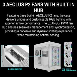 2025/12/1000375928.jpg GAMDIAS NESO P1 PRO – Trapezoid Full-Tower Case With Dual Orientation, Panoramic Glass, 3 AEOLUS P2 Fans, 8 PCIe Slots, 10-Fan Capacity, 420mm Radiator Support & USB-C Front Panel | WHITE