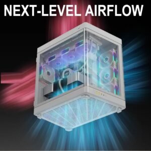 2025/12/1000375929.jpg GAMDIAS NESO P1 PRO – Trapezoid Full-Tower Case With Dual Orientation, Panoramic Glass, 3 AEOLUS P2 Fans, 8 PCIe Slots, 10-Fan Capacity, 420mm Radiator Support & USB-C Front Panel | WHITE