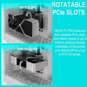 2025/12/1000375931.jpg GAMDIAS NESO P1 PRO – Trapezoid Full-Tower Case With Dual Orientation, Panoramic Glass, 3 AEOLUS P2 Fans, 8 PCIe Slots, 10-Fan Capacity, 420mm Radiator Support & USB-C Front Panel | WHITE