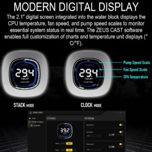 GAMDIAS AURA GL360 Digital WH Liquid Cooler With 2.1” Real-Time Display, ARGB PWM Fans, Copper Base, 73.7 CFM Airflow, 396mm Radiator, AM5 & LGA 1851 Support, Zeus Cast Software | WHITE