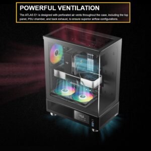 GAMDIAS ATLAS E1 ARGB DIGITAL GAMIMG ATX Mid Tower PC Case, Real-time Monitor, Pre-installed 3 x 120 mm ARGB Fans, Seamless Tempered Glass, High Airflow Side Vents | BLACK ATLAS-E1-DIGITAL-B