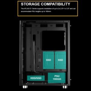 GAMDIAS ATLAS E1 ARGB DIGITAL GAMIMG ATX Mid Tower PC Case, Real-time Monitor, Pre-installed 3 x 120 mm ARGB Fans, Seamless Tempered Glass, High Airflow Side Vents | BLACK ATLAS-E1-DIGITAL-B
