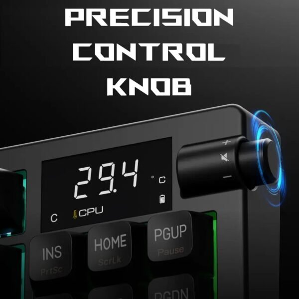 GAMDIAS Hermes M7 Hybrid TKL Mechanical Keyboard – Gamdias RED Switches, RGB Backlit, Digital Display, 2.4GHz/Bluetooth/Wired, 4000mAh Battery, PBT Keycaps, Gasket Design, Volume Knob | BLACK