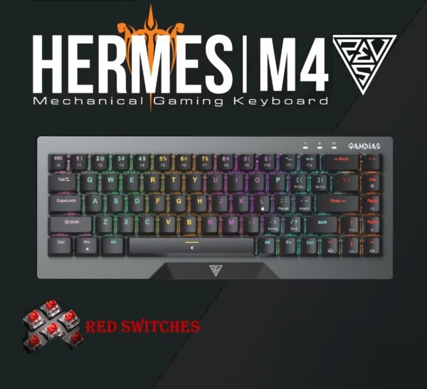2025/12/1000375995.jpg GAMDIAS HERMES M4 Gaming Mechanical Keyboard 65% Form Factor , Hotswappable Red Switch , 20 RGB Effects ,Anti-ghosting With N-key Rollover , Software Customizable Macro Key , Metal Contoured Finish