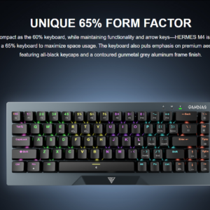 2025/12/1000375996.png GAMDIAS HERMES M4 Gaming Mechanical Keyboard 65% Form Factor , Hotswappable Red Switch , 20 RGB Effects ,Anti-ghosting With N-key Rollover , Software Customizable Macro Key , Metal Contoured Finish