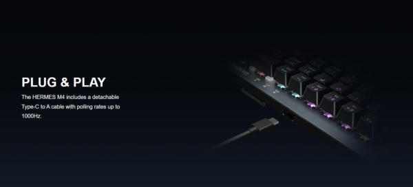 2025/12/1000376000.png GAMDIAS HERMES M4 Gaming Mechanical Keyboard 65% Form Factor , Hotswappable Red Switch , 20 RGB Effects ,Anti-ghosting With N-key Rollover , Software Customizable Macro Key , Metal Contoured Finish