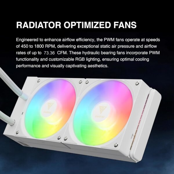 2025/12/1000376004.jpg GAMDIAS CHIONE E4 240mm AIO ARGB CPU Liquid Cooler, Real-time Digital Display PWM Pump, Hidden Cable Design, 2X 120MM ARGB PWM Fan w/MB Sync, Intel LGA 1700/1200, AMD AM5/AM4 | White CHIONE-E4-240-W