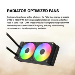 GAMDIAS CHIONE E4 240mm AIO ARGB CPU Liquid Cooler , Real-time Digital Display PWM Pump, Hidden Cable Design, 2X 120MM ARGB PWM Fan w/MB Sync, Intel LGA 1700/1200, AMD AM5/AM4 | BLACK CHIONE-E4-240-B