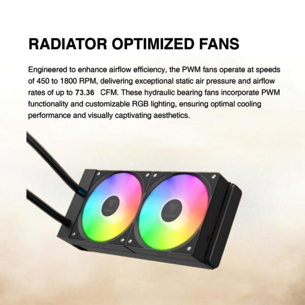 GAMDIAS CHIONE E4 240mm AIO ARGB CPU Liquid Cooler , Real-time Digital Display PWM Pump, Hidden Cable Design, 2X 120MM ARGB PWM Fan w/MB Sync, Intel LGA 1700/1200, AMD AM5/AM4 | BLACK CHIONE-E4-240-B