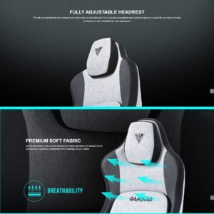 GAMDIAS ZELUS M4 Weave Ergonomic Gaming Chair – High-end Fabric, Ultrawide Seat, Gas Lift Lumbar Support, 2D Armrests, 150° Recline, Steel Base, High-Resilience Foam, 140kg Capacity | GREY BLACK