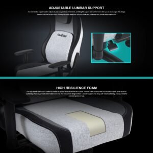 GAMDIAS ZELUS M4 Weave Ergonomic Gaming Chair – High-end Fabric, Ultrawide Seat, Gas Lift Lumbar Support, 2D Armrests, 150° Recline, Steel Base, High-Resilience Foam, 140kg Capacity | GREY BLACK