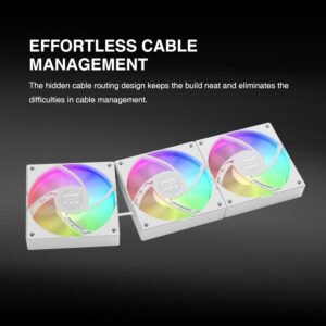 GAMDIAS AURA GL360 V2 Liquid CPU Cooler, 120mm, Triple Fan, White ARGB AIO, Mirror Style  Rotatable Pump, LGA 1700/AM5 Ready, Built-in Lighting Effects, Hidden Cable Management | WHITE  AURA-GL360-V2-W