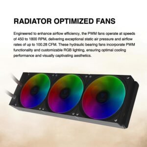 2025/12/1000379312.jpg GAMDIAS CHIONE E4 420mm AIO ARGB BLACK CPU Water Cooler, Real-time Digital Display Patented PWM Pump, Hidden Cable Design, ARGB PWM Fan w/MB Sync, Intel LGA 1700/1200, AMD AM5/AM4 | BLACK GHIONE-E4-420-B