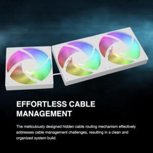 GAMDIAS CHIONE E4 360mm AIO ARGB WHITE CPU Liquid Cooler, Real-time Digital Display PWM Pump, Hidden Cable Design, 3X 120MM ARGB PWM Fan w/MB Sync, Intel LGA 1700/1200, AMD AM5/AM4 | White CHIONE-E4-360-W