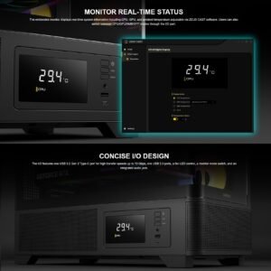 2025/12/1000379335.jpg GAMDIAS Atlas P2 CG Mid-Tower ARGB ATX PANORAMIC PC Case – One-Piece Curved Glass, 4 ARGB PWM Fans, 8-Port Fan Hub, Hidden Cable BTF Support, 10-Fan Cooling, 430mm GPU Clearance, Real-Time Monitor | BLACK