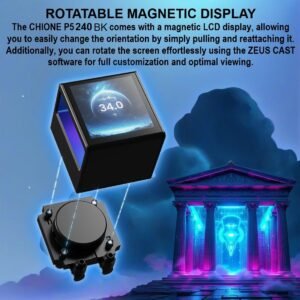 GAMDIAS CHIONE P5-240 AIO ARGB Liquid Cooler  – 3.4” IPS LCD, 240mm Radiator, ARGB PWM Fans, Rotatable Display, Upgraded Cooling System, Universal Compatibility, Hidden Cable Routing, Motherboard Sync | BLACK