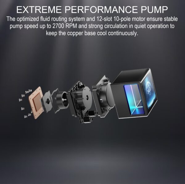 GAMDIAS CHIONE P5-240 AIO ARGB Liquid Cooler  – 3.4” IPS LCD, 240mm Radiator, ARGB PWM Fans, Rotatable Display, Upgraded Cooling System, Universal Compatibility, Hidden Cable Routing, Motherboard Sync | BLACK