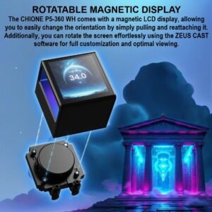 GAMDIAS CHIONE P5-360  AIO ARGB Liquid Cooler  – 3.4” IPS LCD, 360mm Radiator, ARGB PWM Fans, Rotatable Display, Upgraded Cooling System, Universal Compatibility, Hidden Cable Routing, Motherboard Sync | BLACK