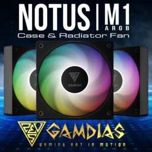 Gamdias Notus M1-1203 ARGB 3-Pack 120mm PWM Fans With 400-1600 RPM, 57.56 CFM Airflow, Hydraulic Bearing, Optional Reversible Blades Included (intake ↔ exhaust) , Low Noise 25dBA, And Motherboard ARGB Sync | BLACK