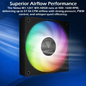 Gamdias Notus M1-1203 ARGB 3-Pack 120mm PWM Fans With 400-1600 RPM, 57.56 CFM Airflow, Hydraulic Bearing, Optional Reversible Blades Included (intake ↔ exhaust) , Low Noise 25dBA, And Motherboard ARGB Sync | BLACK
