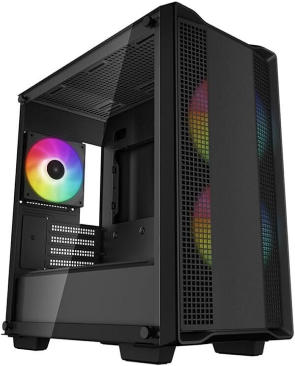 2025/12/1000379401.jpg DeepCool CC360 ARGB Mid-Tower ATX Gaming PC Case, 3X Pre-Installed 120mm LED Fans, Tempered Glass Side Panel, Black