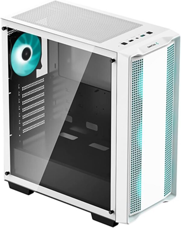 DeepCool CC560 WH V2 Mid-Tower ATX PC gaming Case, 4X Pre-Installed 120mm LED Fans, Tempered Glass Side Panel, White