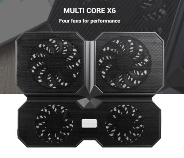 DeepCool MULTI CORE X6 – 4 Fan Laptop Cooling Pad – 15.6″ METAL MESH PANEL – 2 USB PORTS – 2 Viewing Angles – NO BLIND ZONES – BLACK