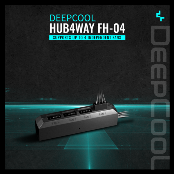 DEEPCOOL FH-04 PWM Fan Hub, Supports up to 4 Fans (3-pin or 4-pin), Occupying only One 4-pin Motherboard Header (System Fan or CPU Fan)