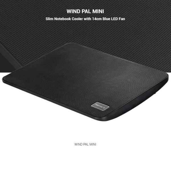 DEEPCOOL Wind PAL Mini Notebook Cooling Pad | 140mm Blue LED Fan, Metal Mesh Panel, Compatible with 39.62 cm (15.6″) notebooks and Below – 340X250X25mm