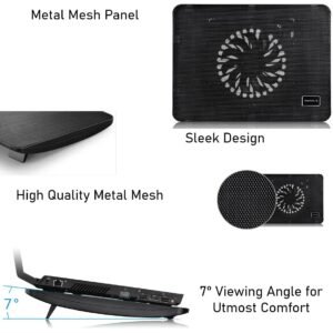 DEEPCOOL Wind PAL Mini Notebook Cooling Pad | 140mm Blue LED Fan, Metal Mesh Panel, Compatible with 39.62 cm (15.6″) notebooks and Below – 340X250X25mm
