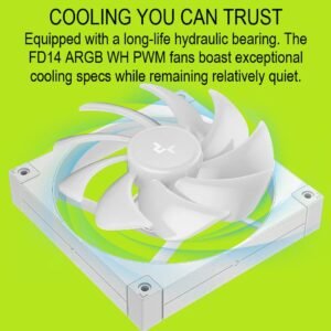 DeepCool FD12 ARGB 120mm Fan 3-Pack with Daisy Chain 8-Pin Cable, PWM Control, 63.6 CFM Airflow, Gen 2 Addressable RGB, Quiet Hydraulic Bearings | WHITE